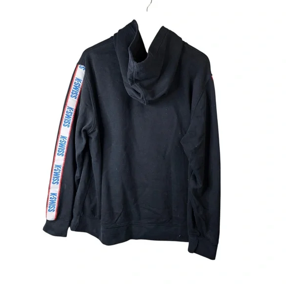 K-Swiss Logo Tape Hoodie Sweatshirt - Men's XL - Black Streetwear Pullover - Picture 5 of 5